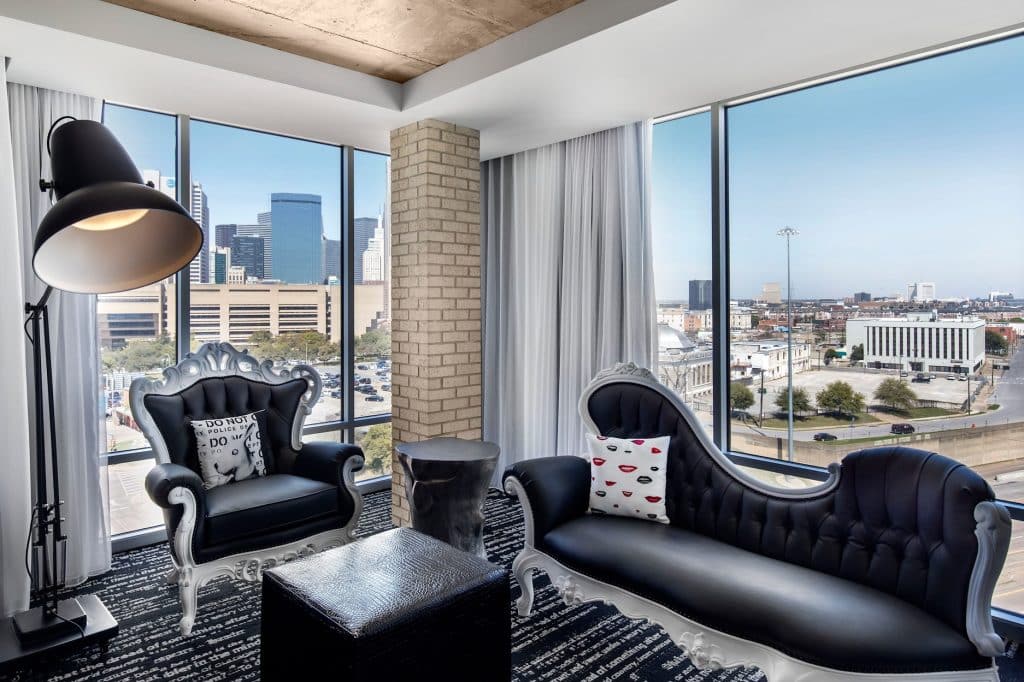 View of downtown from one of the best boutique hotels in Dallas
