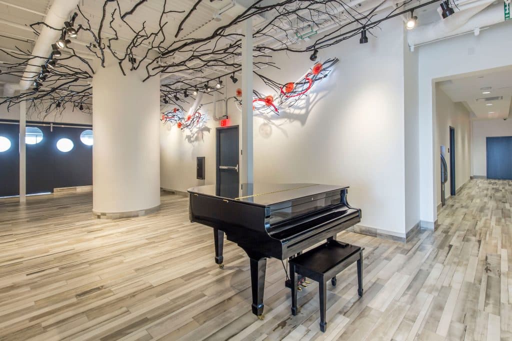 Piano in 12th floor transition space